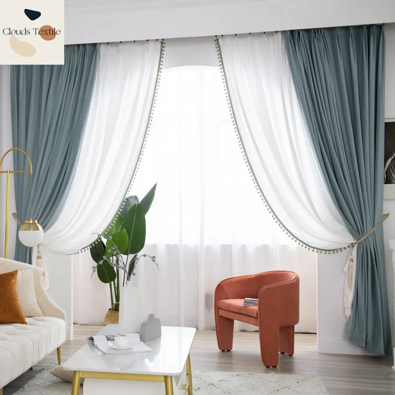 

Custom Size！！American Luxury Modern Simple Velvet Cloth Fully Blackout Nature Vertically Curtains for Living Dining Room Bedroom