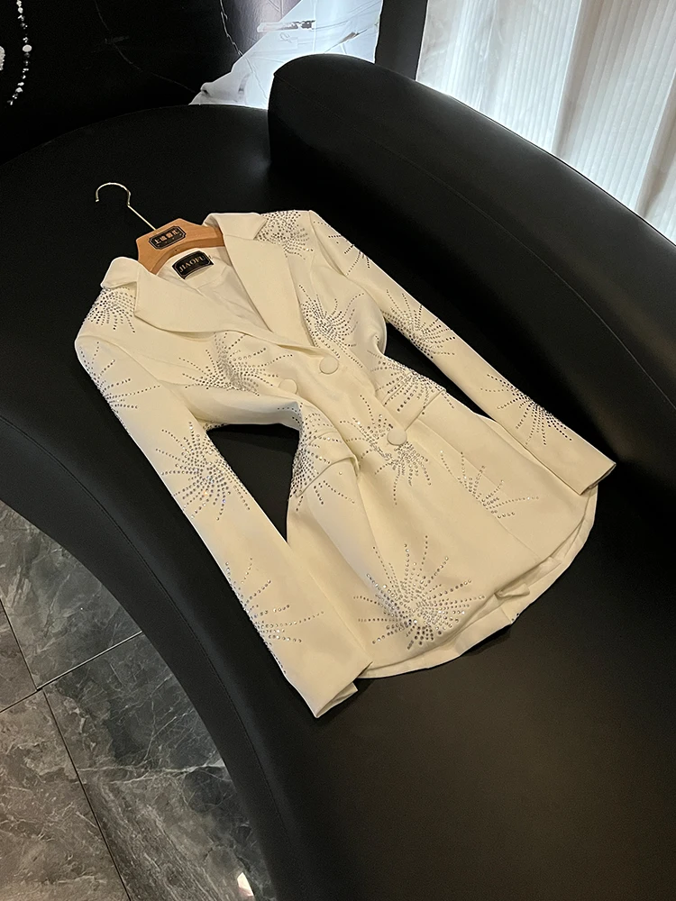 

Свободный женский костюм Jaet Night Firework, белый, элитный, для поездок на работу, Long Sve, средней длины, чистый цвет, новинка 202, зима