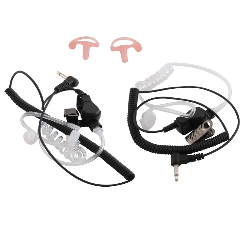 3.5Mm Police Listen Only Acoustic Tube Earpiece With One Pair Medium Earmolds For Speaker Mics