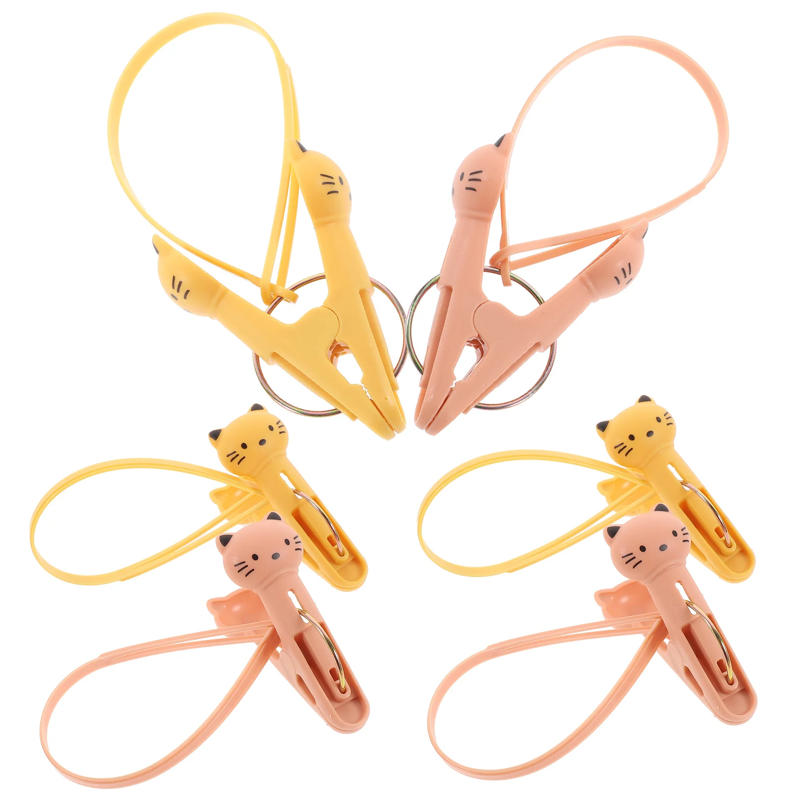 

6pcs Grey 3 White 3 Windproof Clothespins Retractable Rope Quilt Clips Blanket Clamps Non Slip Drying Pegs Household Storage