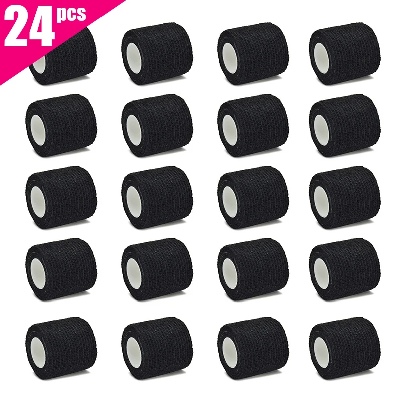 6 sztuk/12 sztuk/24 sztuki 5 cm * 4,5 m bandaż sportowy z czarnej gazy z samoprzylepnym, oddychającym bandażem elastycznym do mocowania palców, nadgarstków i