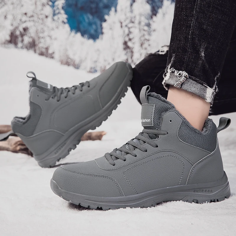 

Winter Snow Boots Men Shoes Anti-slip Breathable Casual Soft Comfortable High-top Boots Men Plush Outdoor Ankle Boots Men