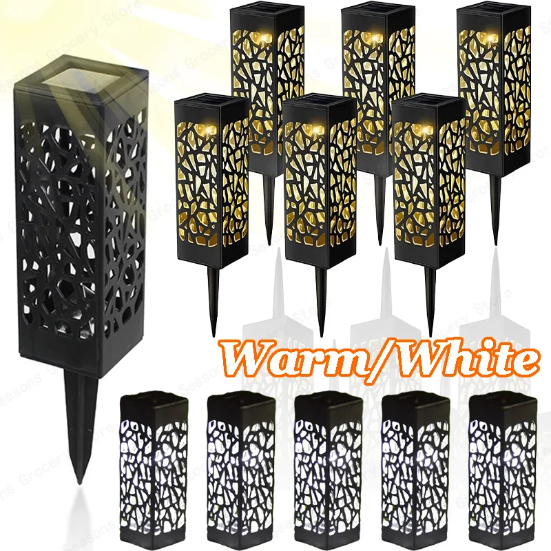 

Outdoor Solar Ground Lights Waterproof Warm White LED Landscape Garden Decor Easy Install Hollow Pathway Lighting Lawn Lights
