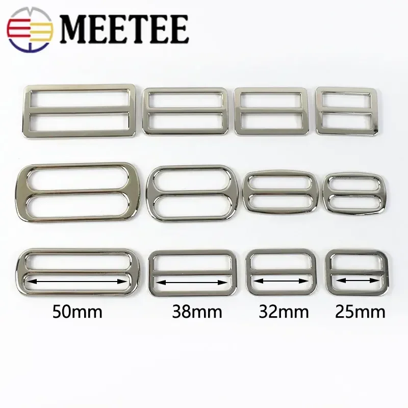 5/10Pcs 25/32/38/50mm Metal Buckles for Bag Tri Glide Ring Buckle Webbing Strap Adjuster Clasp Hooks DIY Hardware Accessories