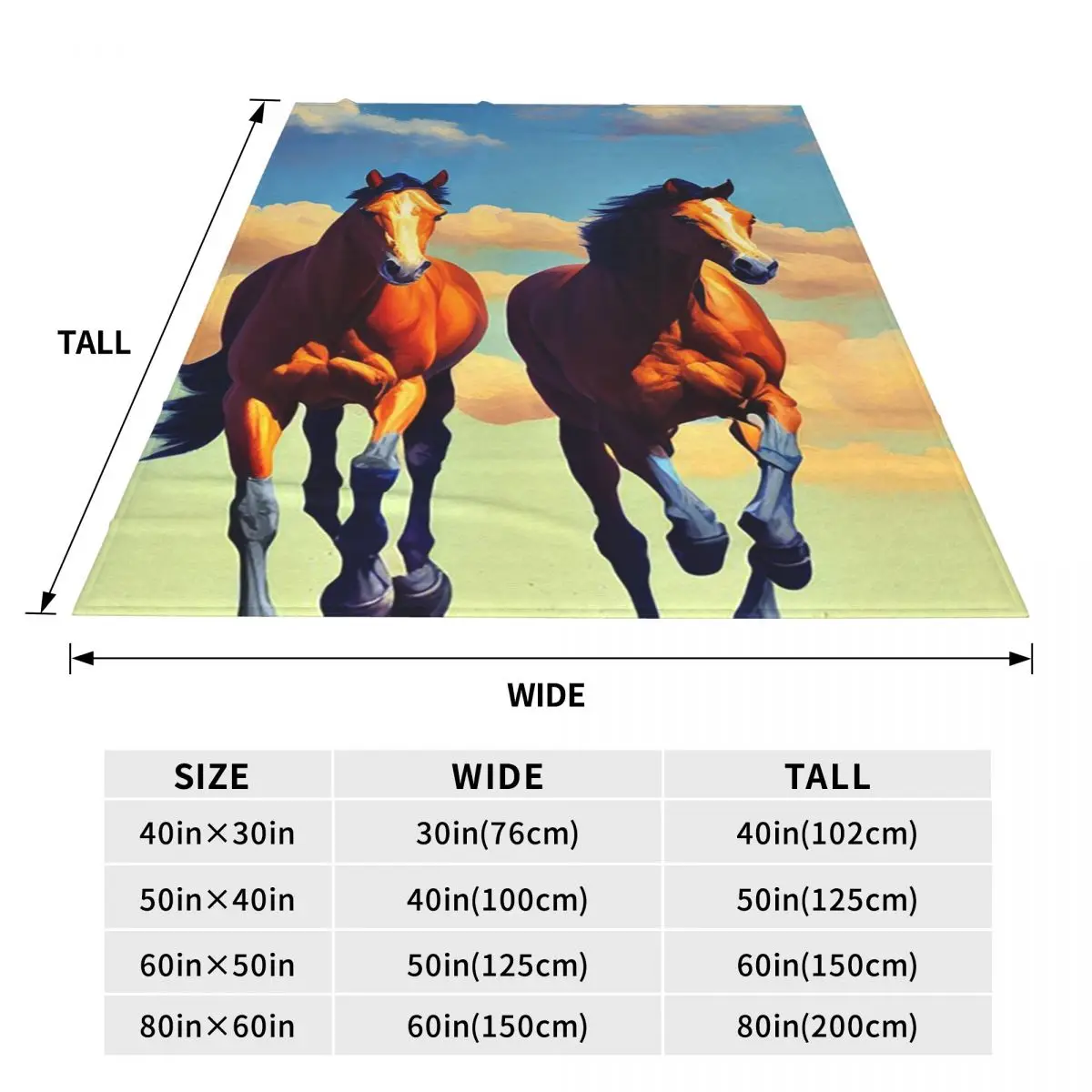 Running Horse And Equestrian Blanket Soft Warm Flannel Throw Blanket Cover for Bed Travel Home Couch