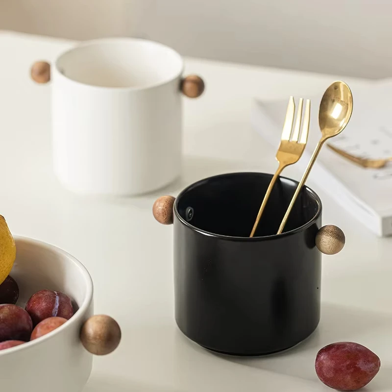 

Porcelain Kitchen Utensil Holder for Countertop,Ceramic Storage Organizer for Knives Spoons and Forks,Cooking Tools Container