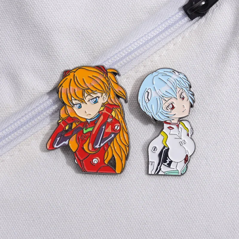 Anime Evangelion Eva Enamel Pins Ayanami Rei Asuka Langley Soryu Japanese Animation Figure Metal Backpack Pin Badge Jewelry