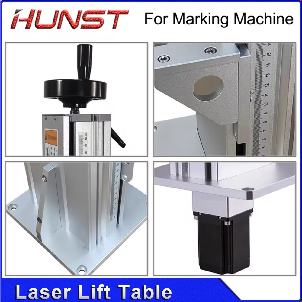Hunst آلة الوسم بالليزر طاولة الرفع Z-محور حامل الرفع ارتفاع 500 و 800 مللي متر ، مع طاولة الرفع الأوتوماتيكية للتحكم في المحرك