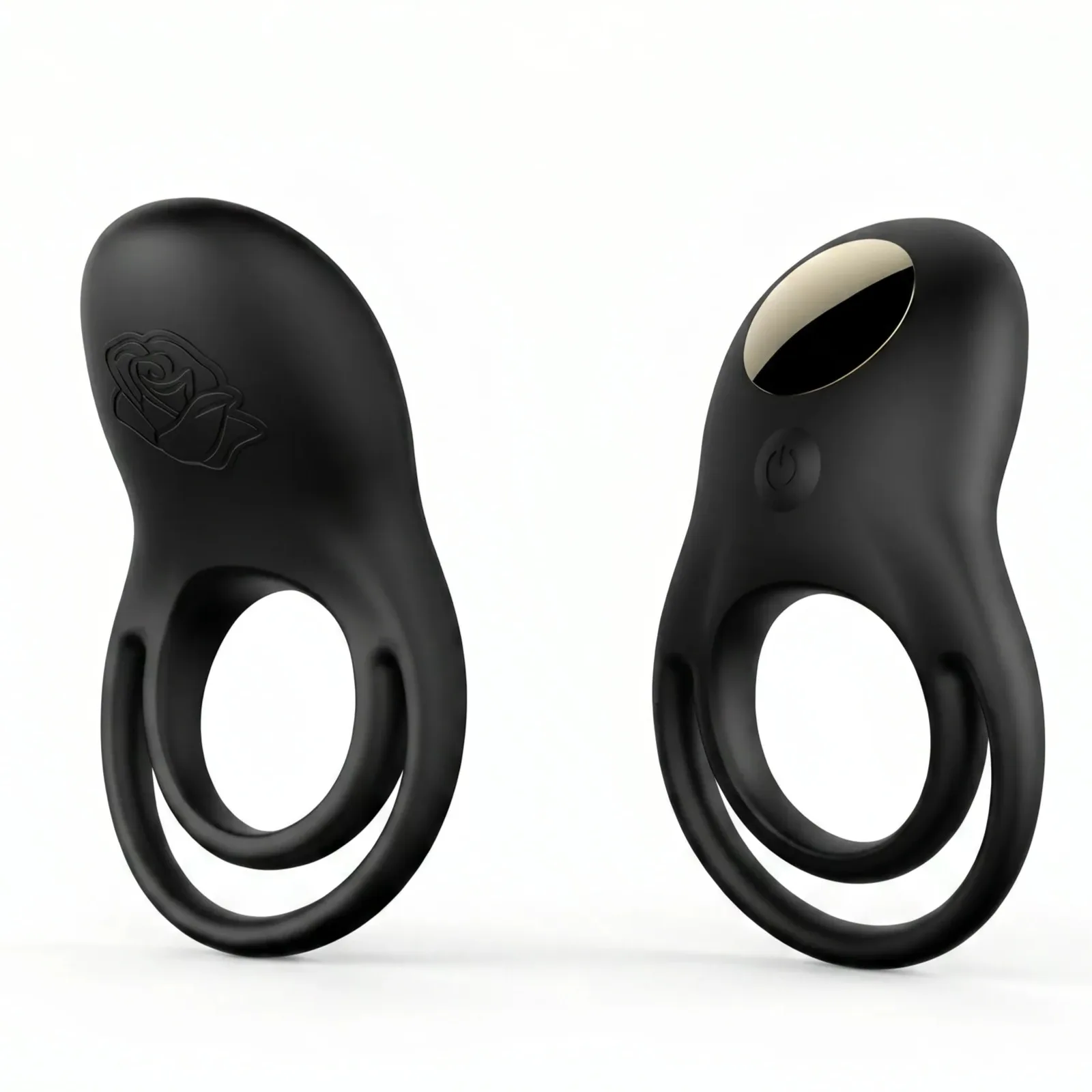 3 in 1 Vibrating Cock Ring with Rose Clitoral Stimulator Dual Stimulation Flexible Silicone Dual Rings Adjustable Endurance Trainer Adult Sex Toys for Men and Couples Shared Play