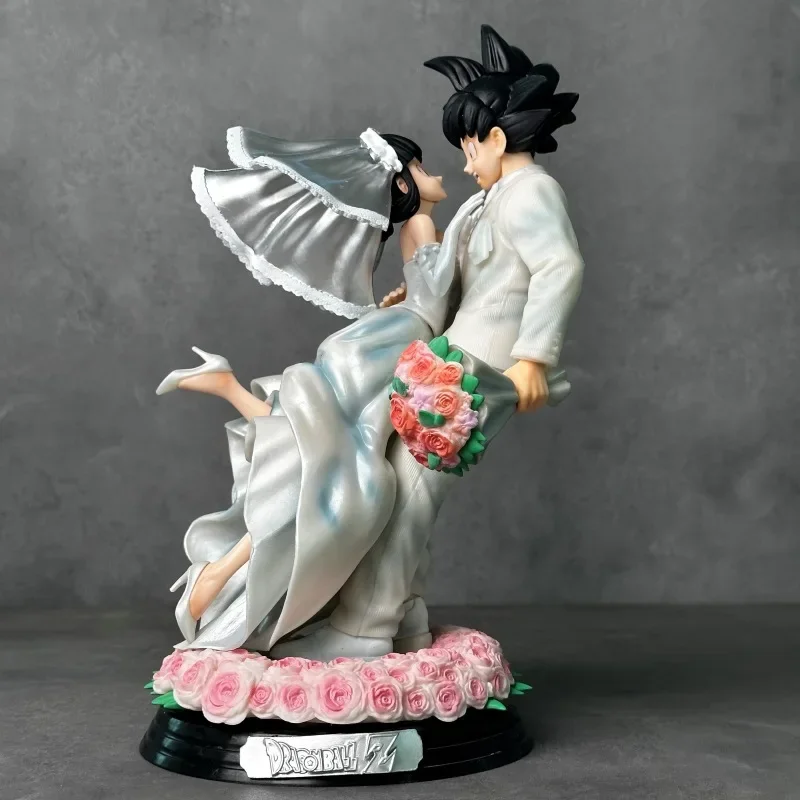 Dragon Ball Z Figure Son Goku Figure Chichi Version de mariage 31CM PVC Statue modèle à collectionner Couple cadeau de mariage