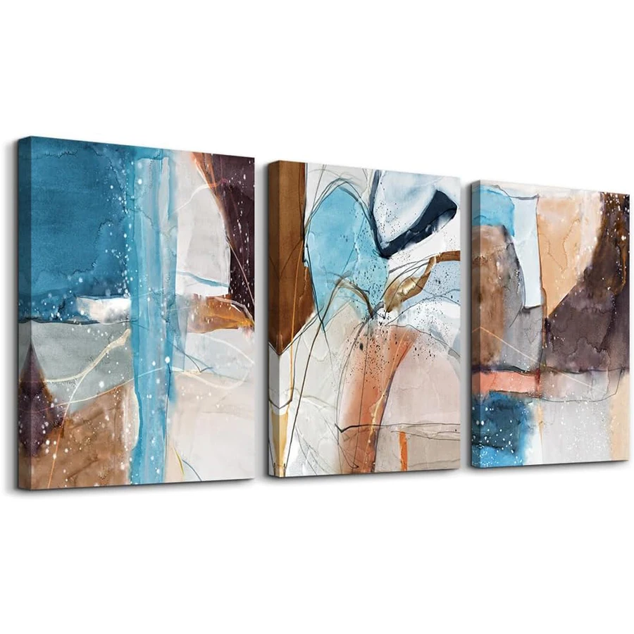 Abstract Ink diamond Painting Office Wall Decor blue brown art Picture Artwork 3 Piece full diamond embroidery mosaic home decor