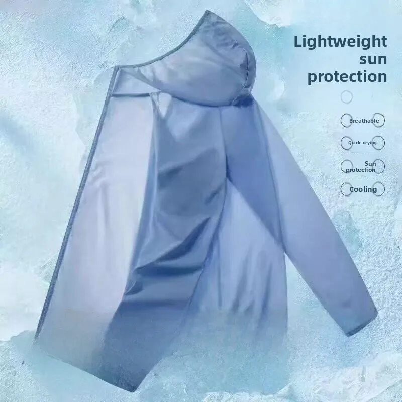 

Men's Ice Silk UV Protection Jacket Summer Lightweight Breathable Fishing Cycling Coat Hooded Outdoor Active Wear Polyester