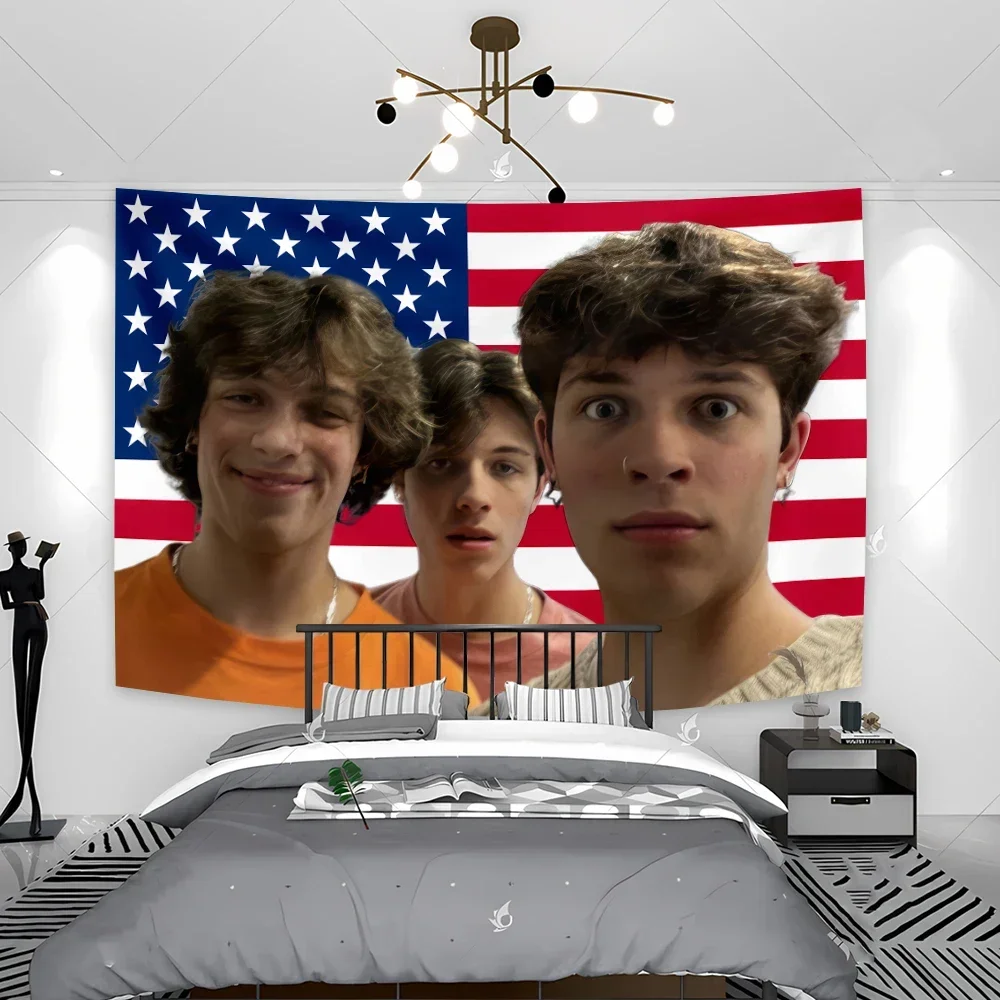 

Triplets Brothers American Flag Tapestry Wall Hanging Funny For Bedroom Living Room Decor College Dorm Party Banners Backdrops