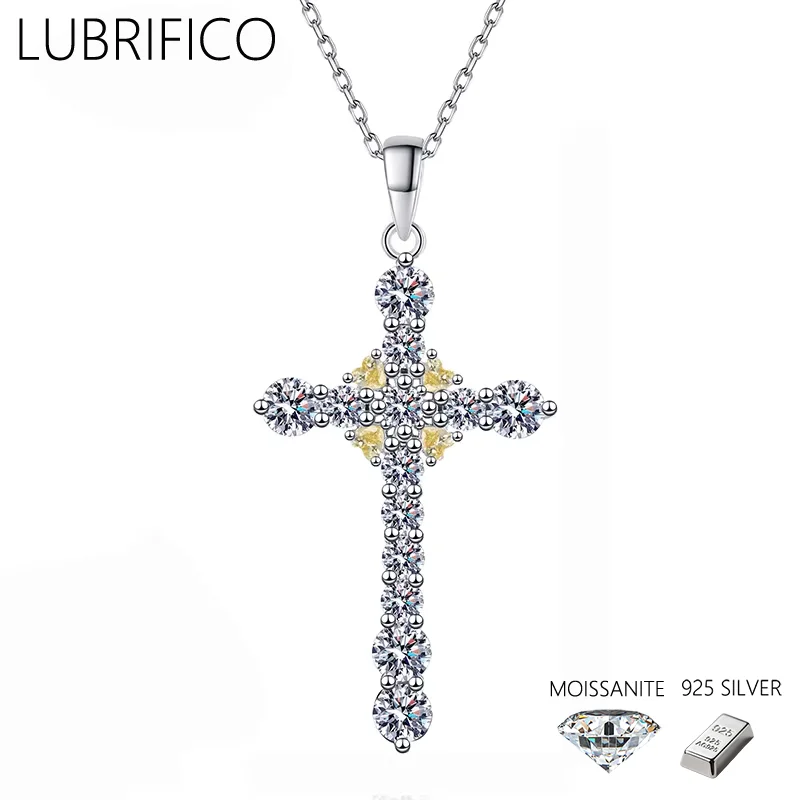 

1.22 Ct Moissanite Stone Cross Shape Necklace 925 Sterling Silver Lad Diamond Pendant For Women Fine Jewelry Wedding Party