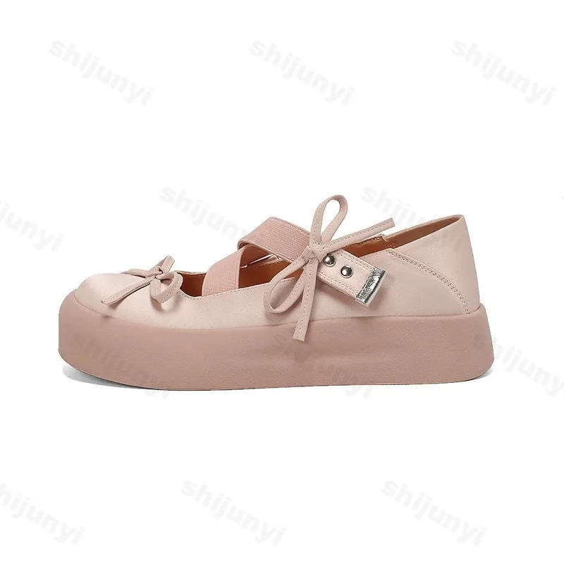 2025 Autumn New Elegant Bow Design Shallow Mouth Casual Thick Soled Mary Jane for Women Comfortable Fashion Ballet Single Shoes view 6