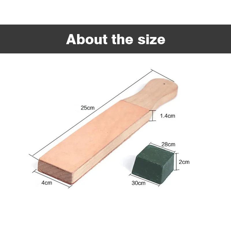 WUTA Leather Knife Sharpener Sharpening Strop Tool Black Wood Razor Polishing Board Fine Grinding with Polish Compound 8 Color