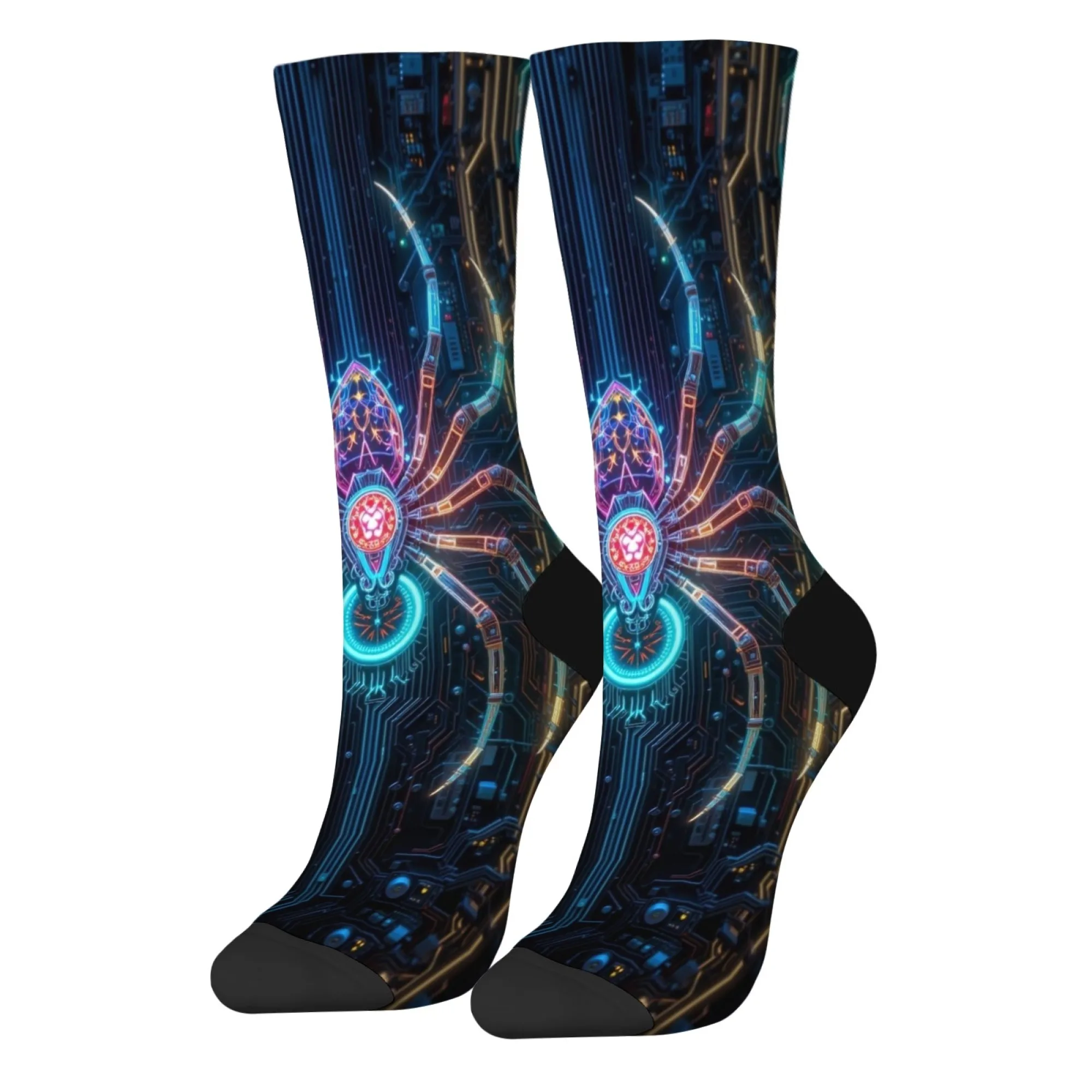Mechanical Spider Men's Socks Cyberpunk Street Hip-Hop Trend Socks Novelty Funny Crew Socks Breathable Non-slip Cycling Socks