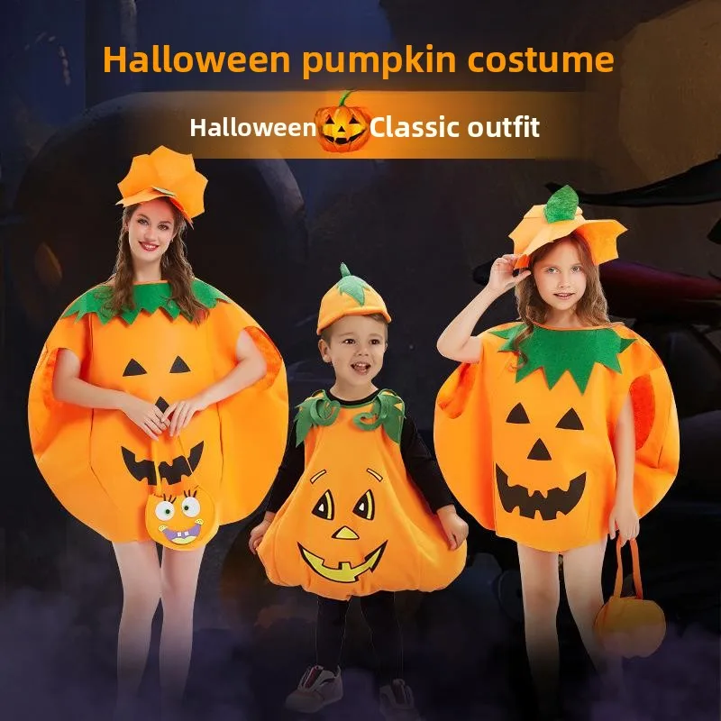 

Костюм тыквы на Хэллоуин, комплект из двух предметов для детского сада, длинный све, полиэстер, женский наряд, другие узоры