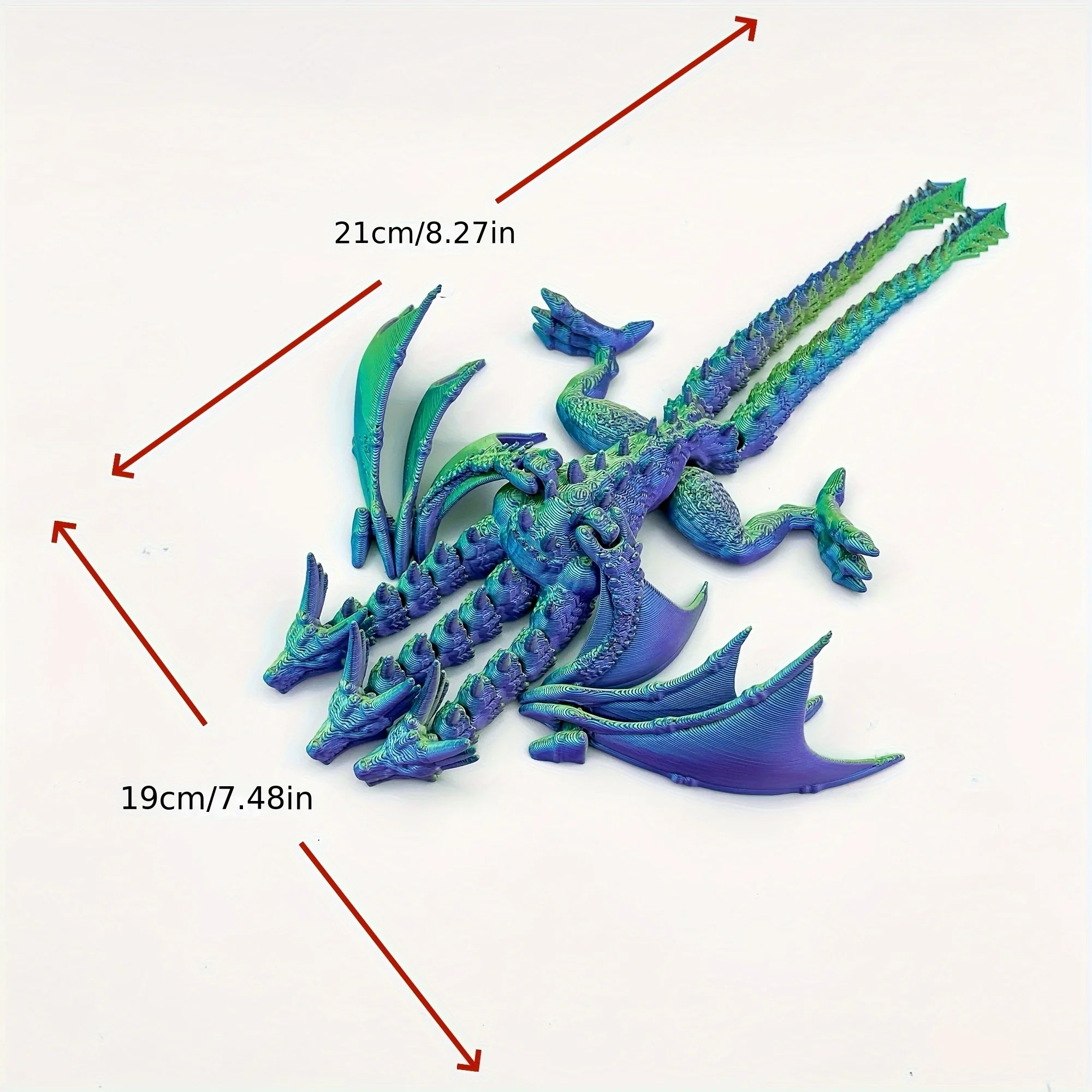 3D Printing Cool Three Headed Dragon Gradient Three Headed Dragon Statue Home Decoration Office Ornament Creative Dragon Model