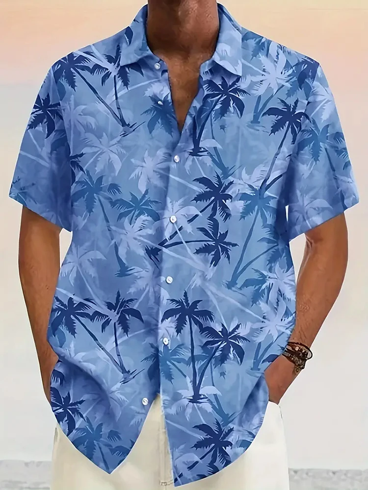 Hawaiian Men\'s Short Sleeve Shirt Summer Seaside Resort Men\'s Casual Shirt Beach Party Short Sleeve Shirt Marine Animal Print