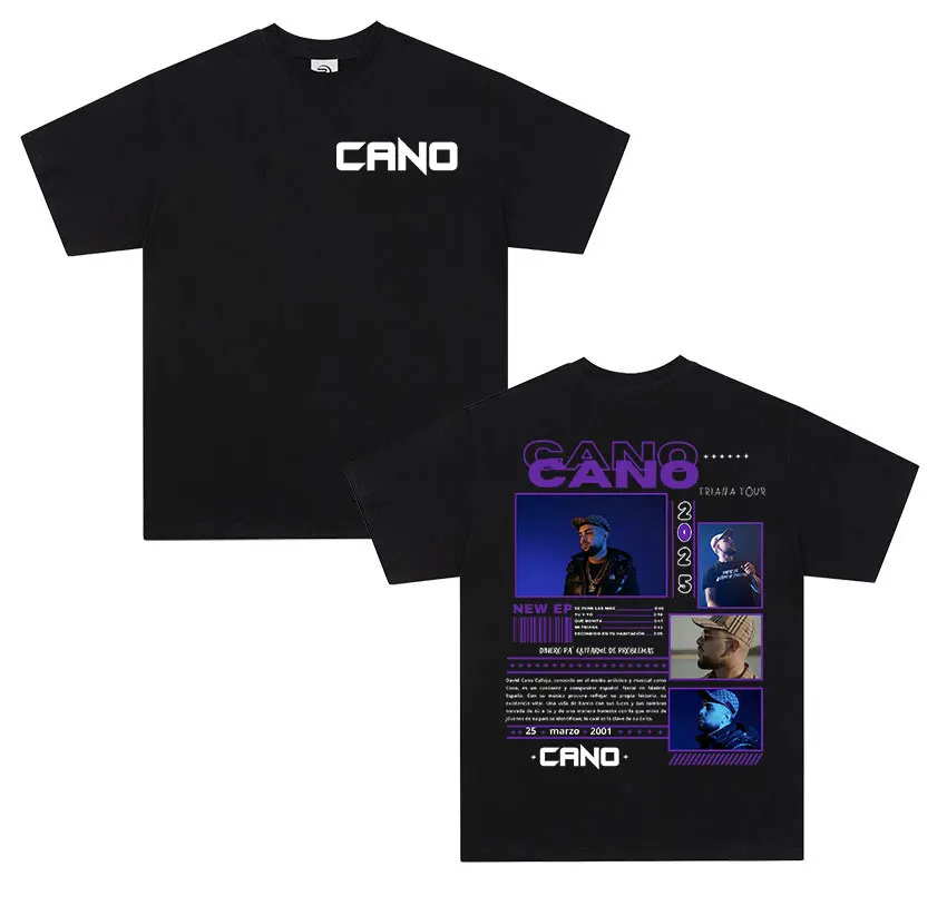 Rapper Cano Triana Tour 2025 Graphic T shirt Men's Hip Hop punk Short sleeve T-shirt Oversized Unisex cotton T Shirts streetwear image 2