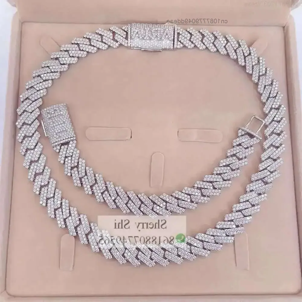 

Fully Iced Pass Diamond Tester Solid Custom Lock 13mm 2 Link Moissanite Cuban Necklace