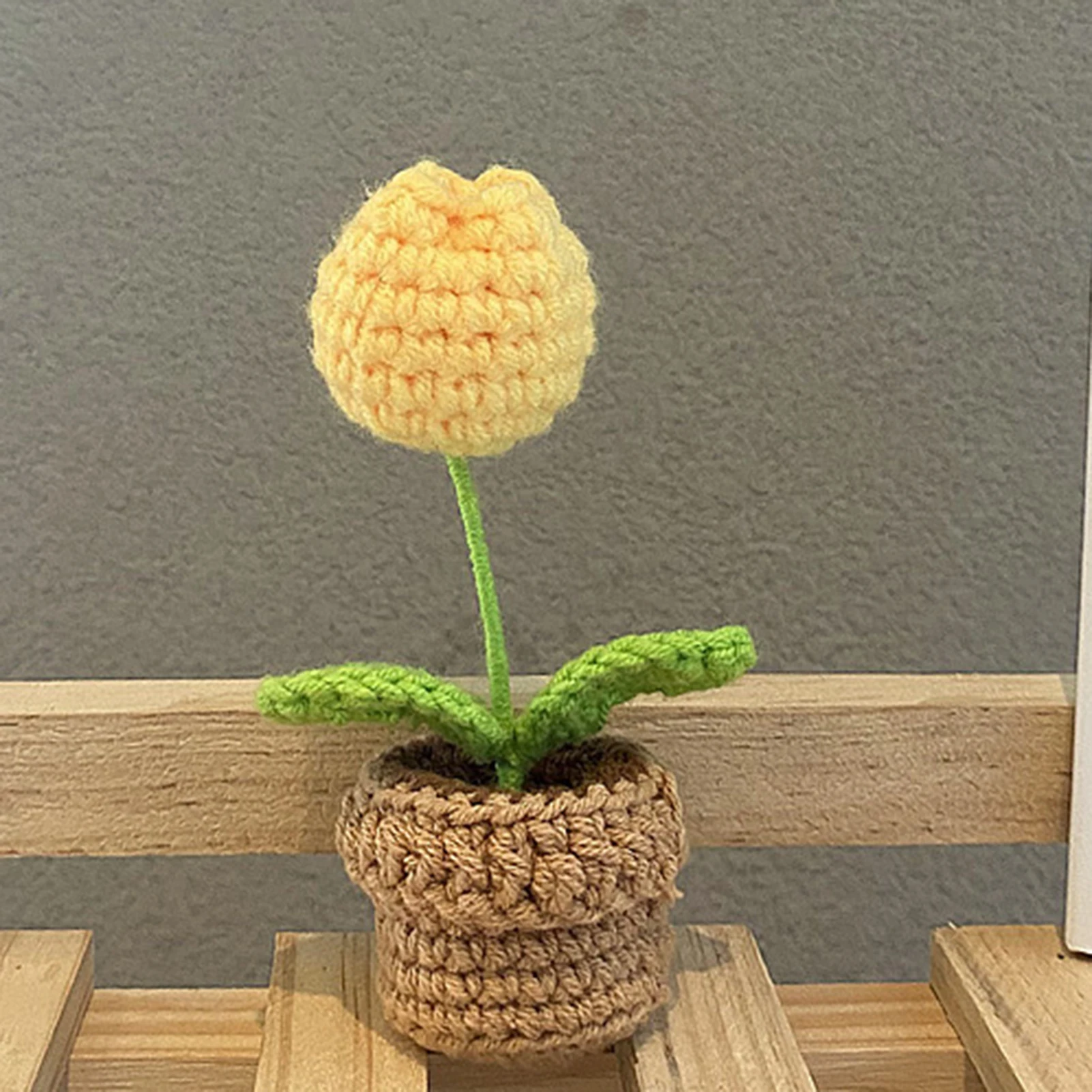 Handmade Crochet Knitted Flower Non Braking Non Fading Crochet Flower for Bedroom Bookshelf Decoration