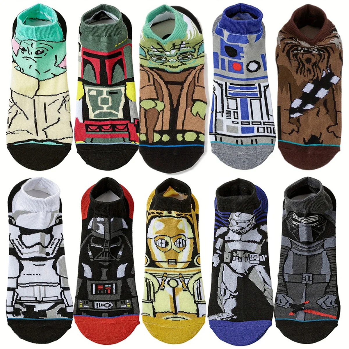 

5Pairs Potdemiel Disney Men Women Funny Novelty Cartoon Anime Socks Hip Hop Street Fashion Casual Short boat Socks
