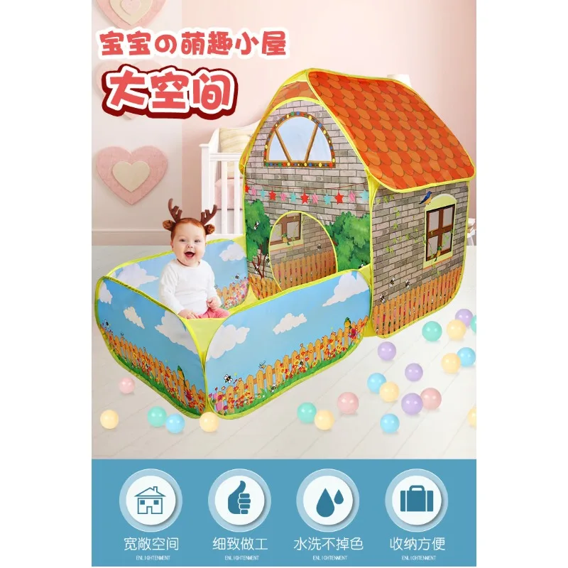 Tienda de campaña para niños, casa pequeña, océano, piscina de bolas, casa, jardín, Villa, tienda de túnel