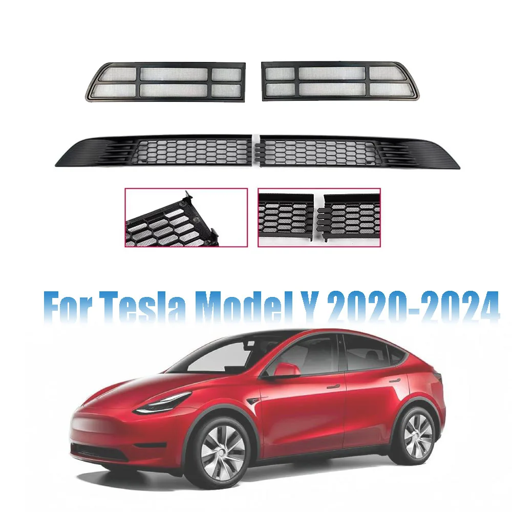 

For Tesla Model Y 2023 Car Lower Bumper Anti Insect Net Anti Dust Proof Inner Vent Grille Cover Insect-proof Front Cover Inlet