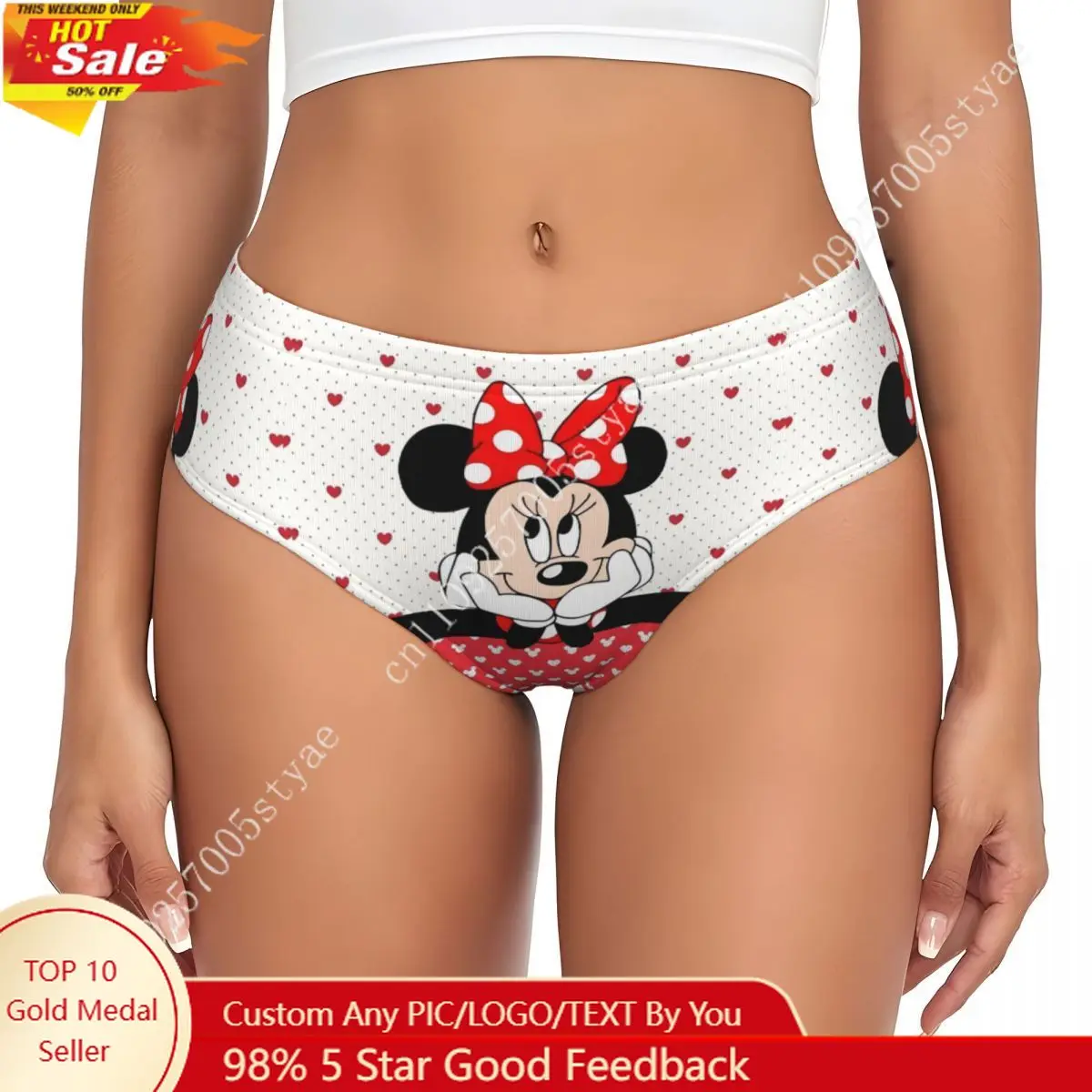 

Custom Women Minnie Mouse Vermelha Panties Stretch Briefs Underwear