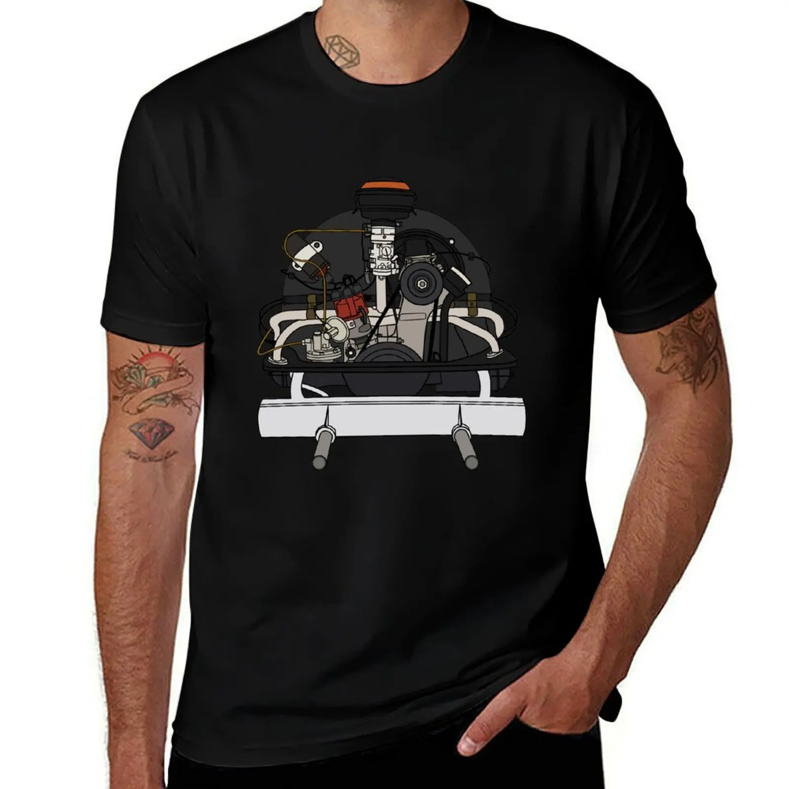 

Aircooled Engine Bug/Bus Stock T-Shirt t shirt for man 100 percent cotton t shirts for man pack white T-Shirt