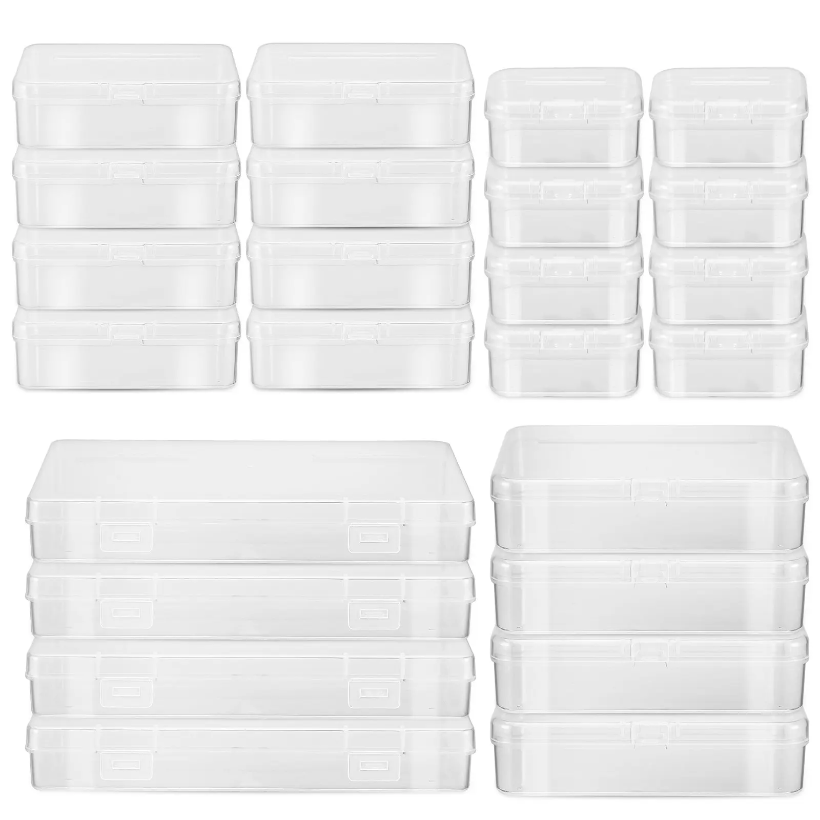 

Набор из 24 прозрачных пластиковых контейнеров-органайзеров с крышками для хранения мелких предметов, бисера, инструментов, канцелярских принадлежностей