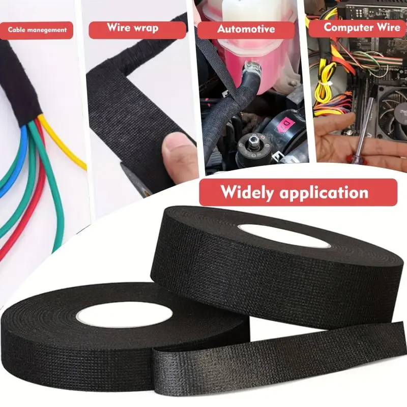 25MM*15M Auto Car Flannel Flannelette Adhesive Tape Wiring Harness Anti Rattle Self Adhesive Felt Tape Auto Repair Tools