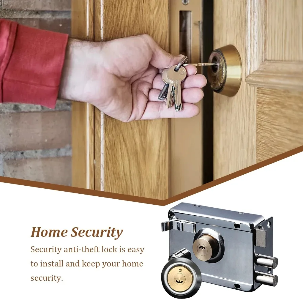 Exterior Iron Door Locks Security Anti-Theft Lock Multiple Insurance Lock Wood Gate Lock Hardware Household Indoor Dormitory