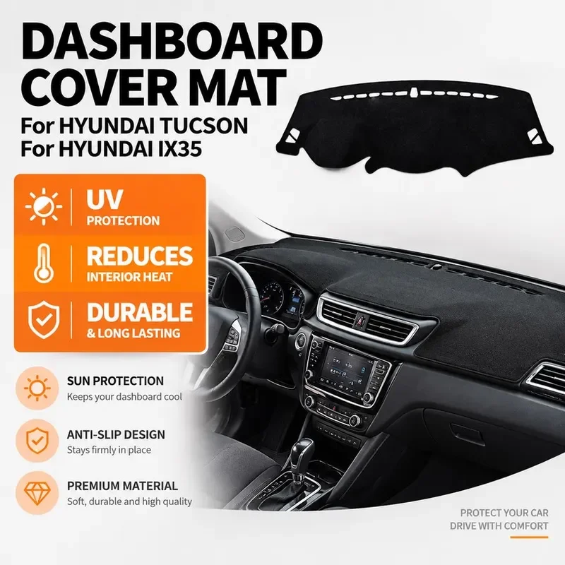 For Hyundai ix35 Tucson 2010-2015 Dashboard Cover Dash Mat Anti Slip UV Protection Carpet Pad Interior Accessories Decoration