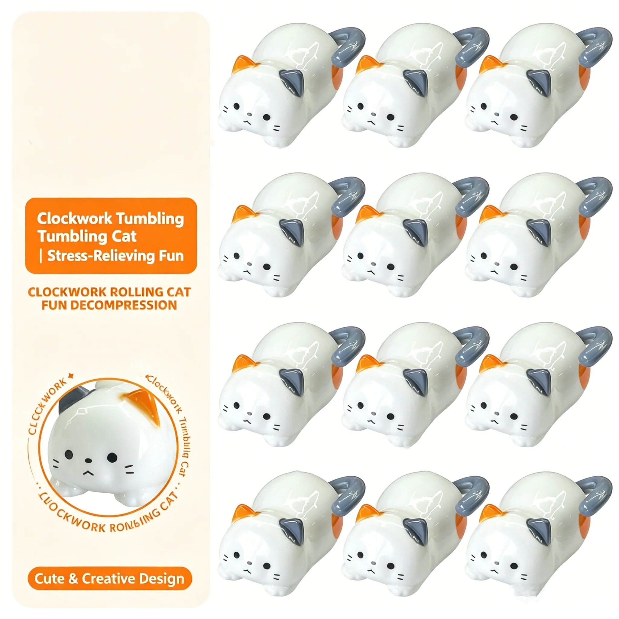 Innovative Clockwork Cat Miniatures for Stress Relief Entertainment Clockwork Rolling Kitten Toy for Endless Fun and Relaxation