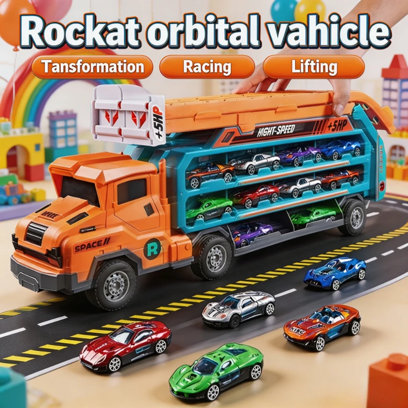Large Size Inertia Sliding Engineering Vehicle Toy 3D Lifting Track Automobile Playset Interactive Construction Toy