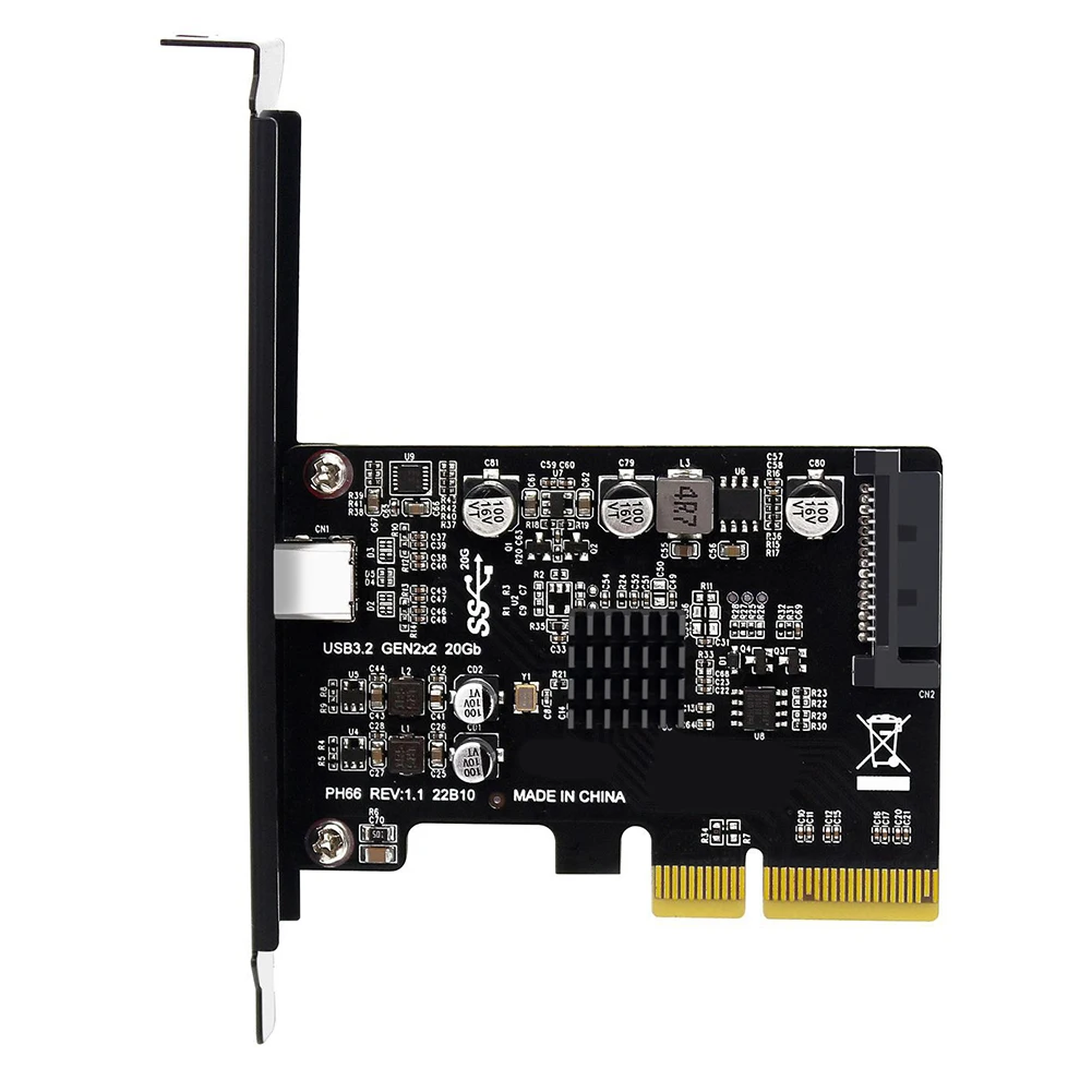 

PCI-e To USB 3.2 Gen2×2 Adapter Card 20Gbps PCI Express Expansion Card To USB3.2 Gen2 for Windows/Linux
