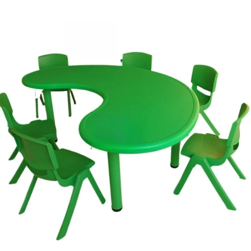 

Kindergarten table, curved table and chairs, moon table