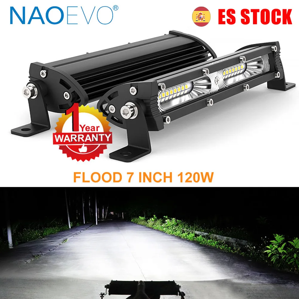 NAOEVO 4x4 Off road Led Light Bar Super Slim 120W 12V 24V 7 12 inch Driving Fog LED Work Lamp For Auto ATV SUV Tractor Boat Jeep