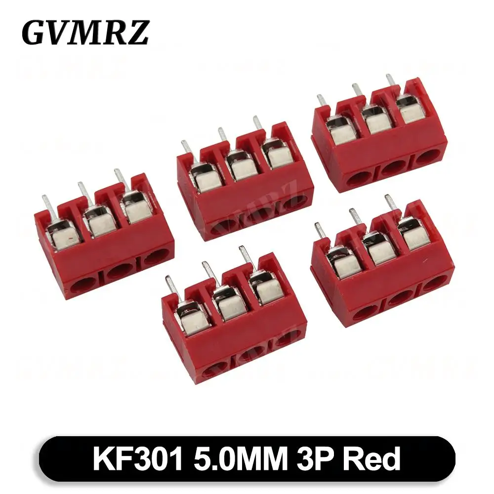 10PCS PCB Terminal Block Connector Pitch 5.0mm KF301 Rechte Pin 2P 3P Schroef PCB Eindblokken connector Blauw Zwart Groen