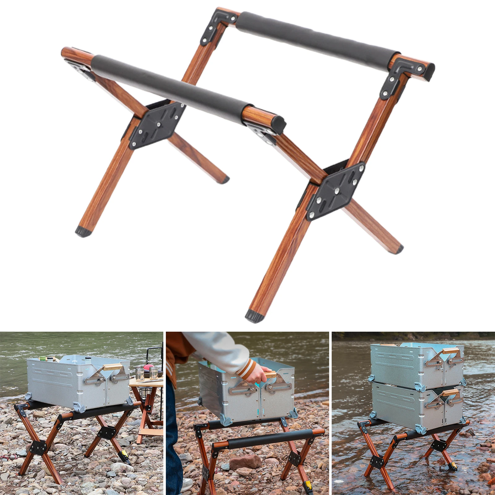 Folding Cooler Stand Luggage Rack Fridge Ice Box Holder Ice Bucket Stand Only for Fishing Camping Hiking BBQ Cooking Picnic