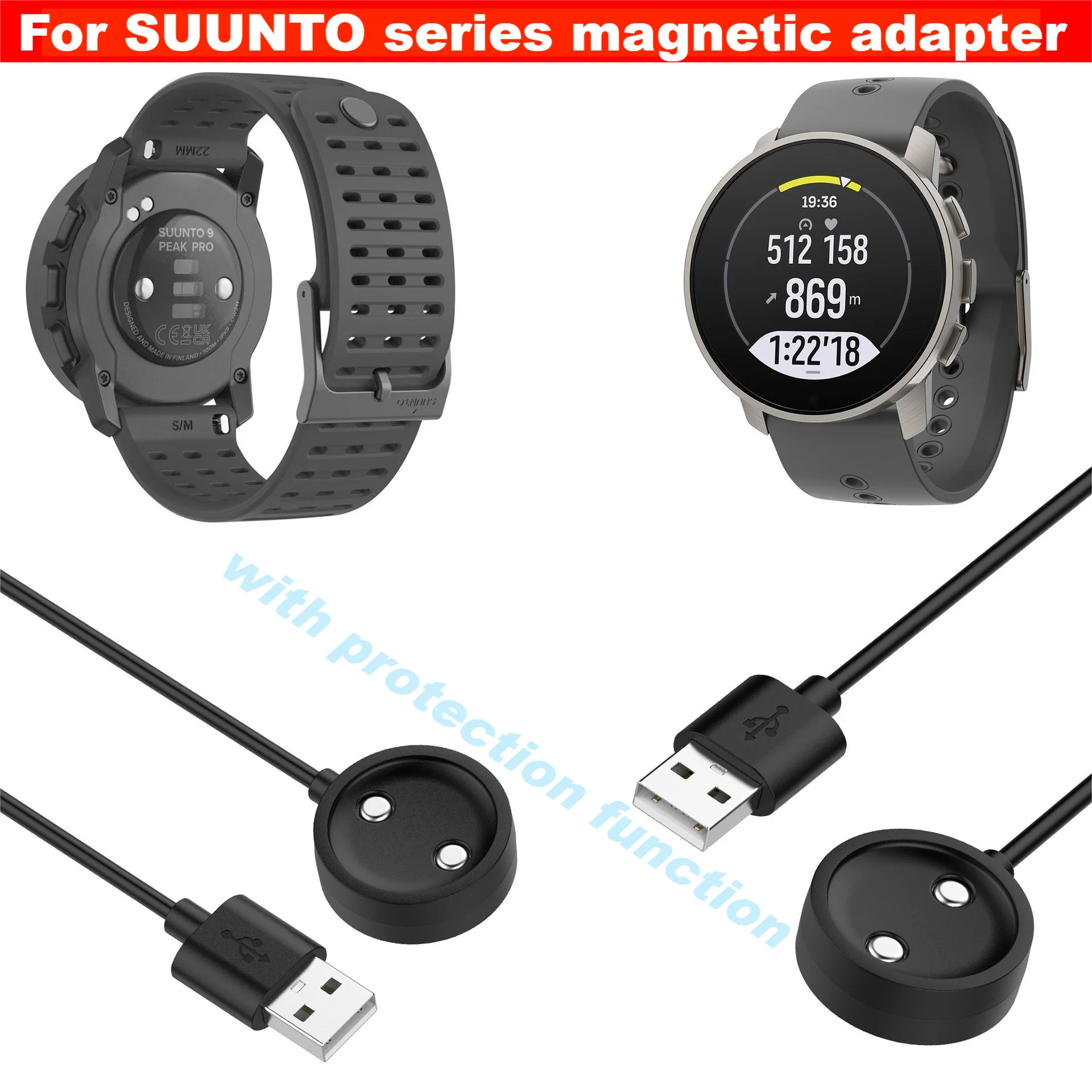 

USB-кабель для зарядки SUUNTO 9, PEAK Pro/Race/Race S/Ocean/вертикальные умные часы, магнитный адаптер с функцией защиты