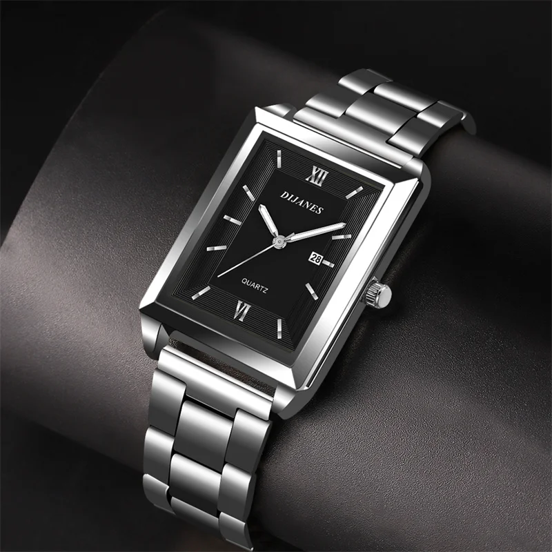 Luxury Fashion Stainless Steel Watch For Men Woman Rectangle Business Male Clock Waterproof Men Woman Watch Quartz Watch For Man