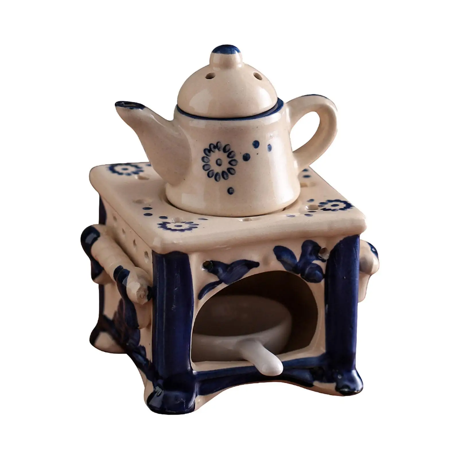Ceramic Aroma Lamp for Oil Candle Diffuser Humidifier Burner Watercolor Hand Painted Pot for Yoga Room Home Decor