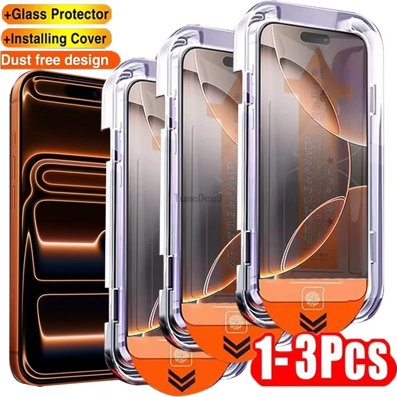 Oleophobe Beschichtung Panzerglas für iPhone 17 15 16 13 14 11 12 Pro Max Mini 16e Air 7 8 Plus XR XS X SE HD Displayschutzfolie