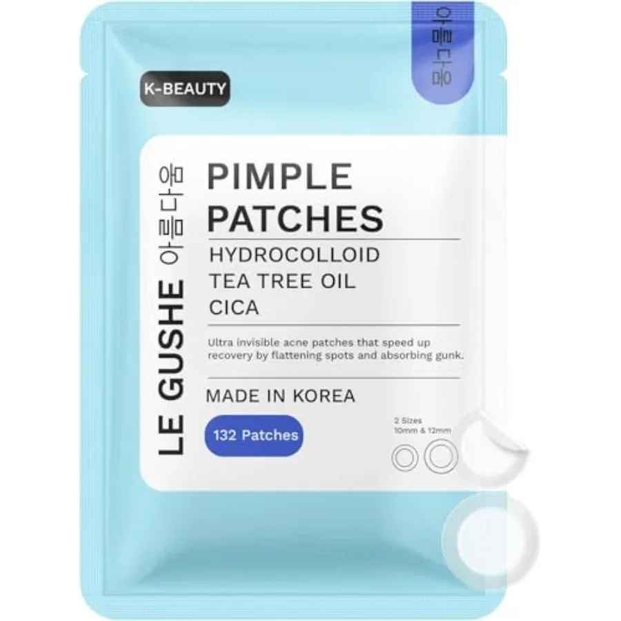LE GUSHE Korean Pimple Patches for Face 32 Dots - Hydrocolloid Acne Patches with Tea Tree Oil - Invisible Zit Stickers - Dermat