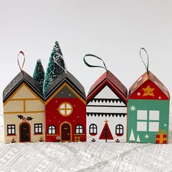 10pcs Christmas Candy Box Creative Cartoon Pattern Chocolate Cookies Packaging Paper Box Festival Party Children's Gift Box