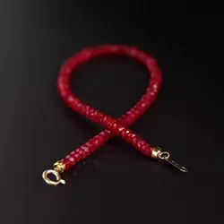 Natural ruby cut bead bracelet 2X4MM carnelian necklace Trendy Anniversary Bangle Party Men Durable Minimalist Fabric Elegant